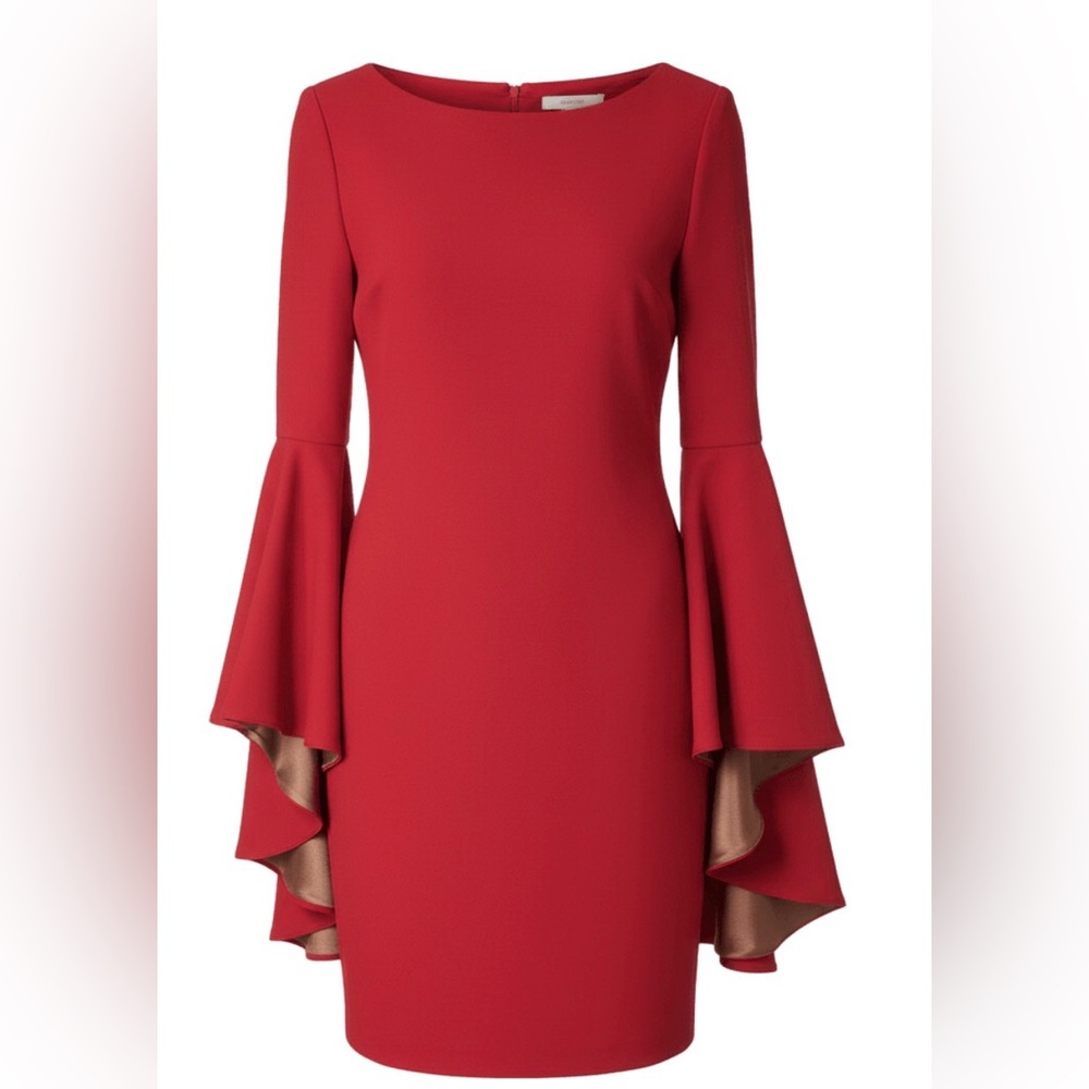 Chic Red Bell Sleeve Cocktail Dress